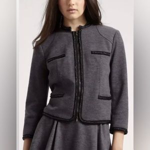 Diane von Furstenberg Wool Blend Suit Jacket Women Size 8 Gray Preppy Academia